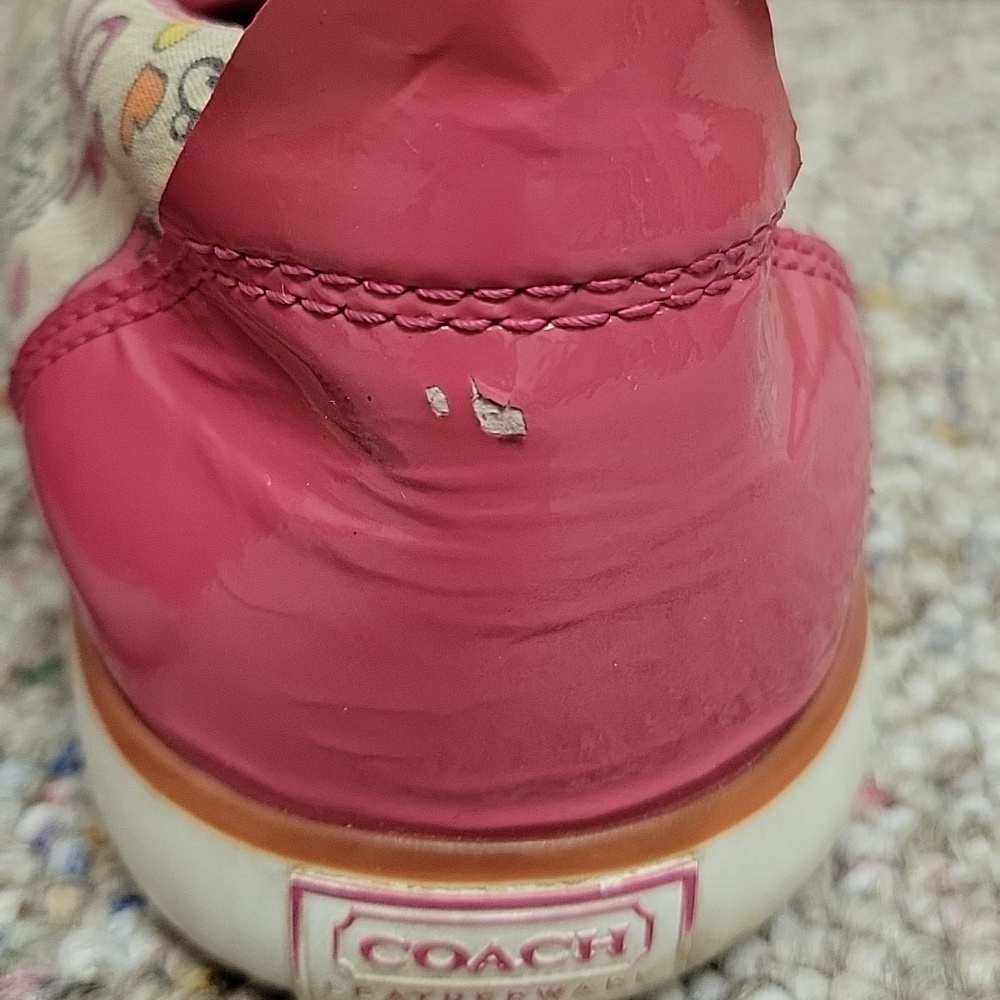 Coach Poppy Barrett Pink and Cream Women's Sneakers, Leather Trim. Sz 7 - Picture 9 of 9